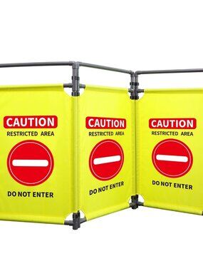 3 Panels Safety Barricade 5.8FT Foldable Security Sign Barrier Gate with Heavy D